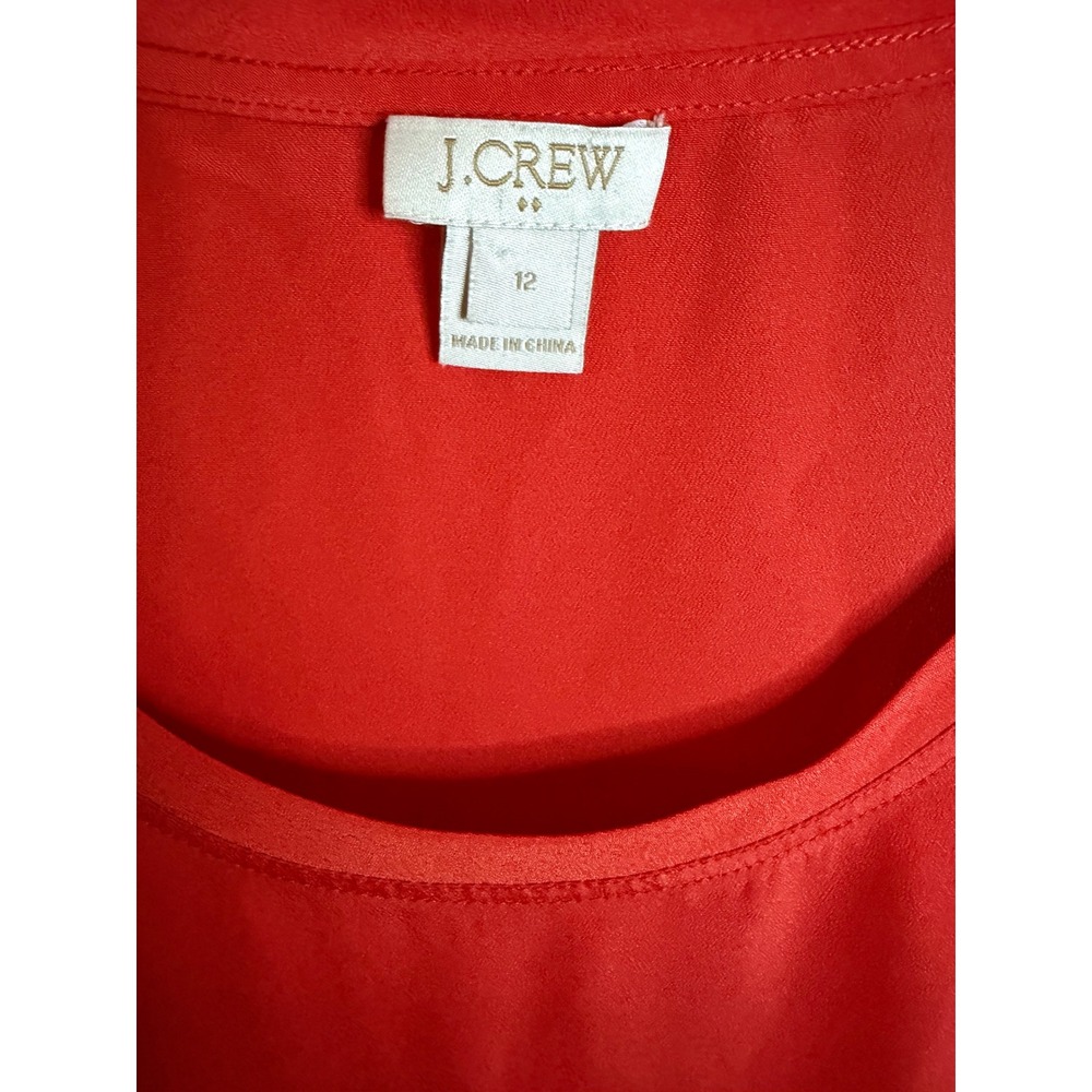 J.Crew Red Scoop Neck Short Sleeve Blouse F1056 Size 12 - Picture 2 of 5